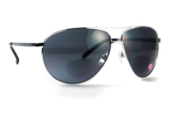 Окуляри біфокальні (захисні) Global Vision Aviator Bifocal (+2.5) (gray), чорні біфокальні лінзи в металевій оправі 6 купити оптом