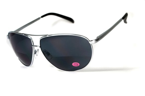 Окуляри біфокальні (захисні) Global Vision Aviator Bifocal (+2.5) (gray), чорні біфокальні лінзи в металевій оправі 7 купити оптом