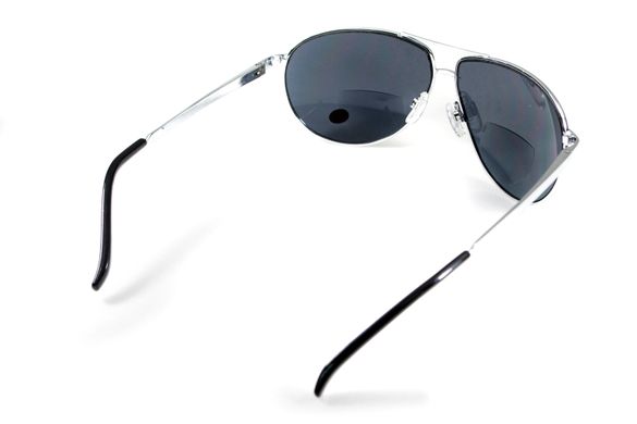 Окуляри біфокальні (захисні) Global Vision Aviator Bifocal (+2.5) (gray), чорні біфокальні лінзи в металевій оправі 10 купити оптом