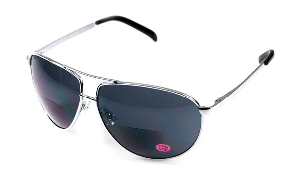 Окуляри біфокальні (захисні) Global Vision Aviator Bifocal (+2.5) (gray), чорні біфокальні лінзи в металевій оправі 11 купити оптом