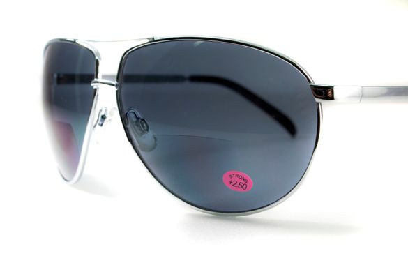 Окуляри біфокальні (захисні) Global Vision Aviator Bifocal (+2.5) (gray), чорні біфокальні лінзи в металевій оправі 5 купити оптом