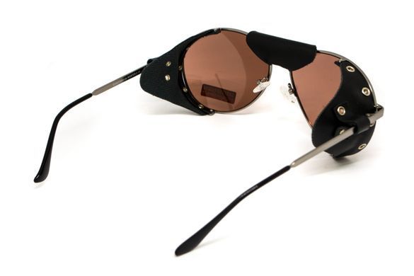 Окуляри захисні Global Vision Aviator-3 (drive mirror), коричневі зі з'ємним ущільнювачем із синтетичної "шкіри" 4 купити оптом