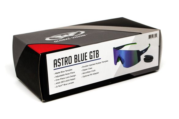 Окуляри захисні Global Vision Astro Blue (G-Tech™ blue), дзеркальні сині в синій оправі (з можливістю установки діоптрійної вставки) 9 купити оптом