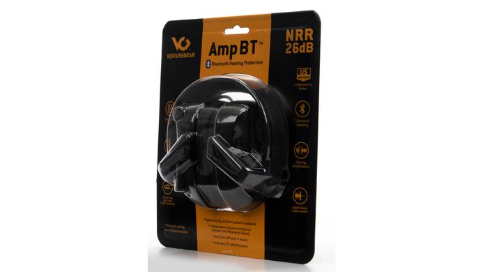 Активні навушники протишумні захисні Venture Gear AMP NRR 26dB з Bluetooth (чорні)