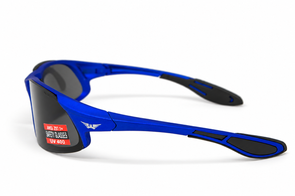 Окуляри захисні Global Vision Code-8 Metallic Blue (gray), сірі лінзи в оправі кольору синій металік 5 купити оптом