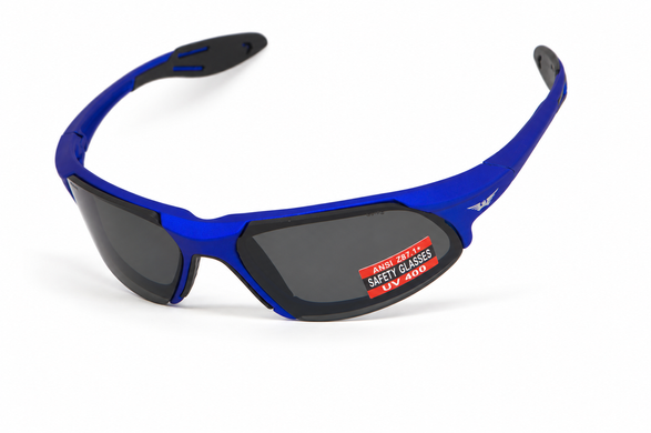 Окуляри захисні Global Vision Code-8 Metallic Blue (gray), сірі лінзи в оправі кольору синій металік 2 купити оптом