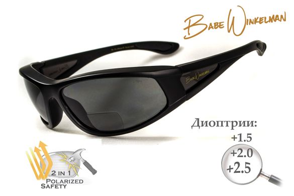 Окуляри біфокальні поляризаційні (захисні) BluWater Winkelman-2 polarized (+2.5 bifocal), (gray) чорні 2 купити оптом