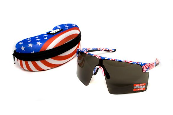 Очки защитные открытые Global Vision Onyx USA Flag (gray), сірі в оправі прапор США 2 купить оптом