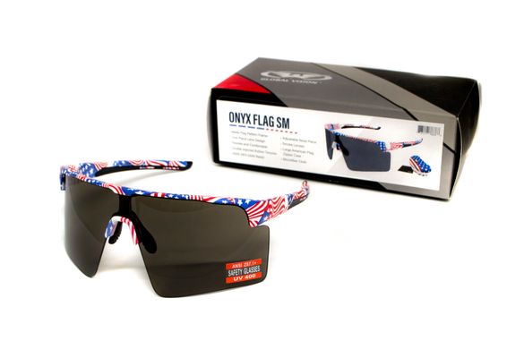 Очки защитные открытые Global Vision Onyx USA Flag (gray), сірі в оправі прапор США 10 купить оптом