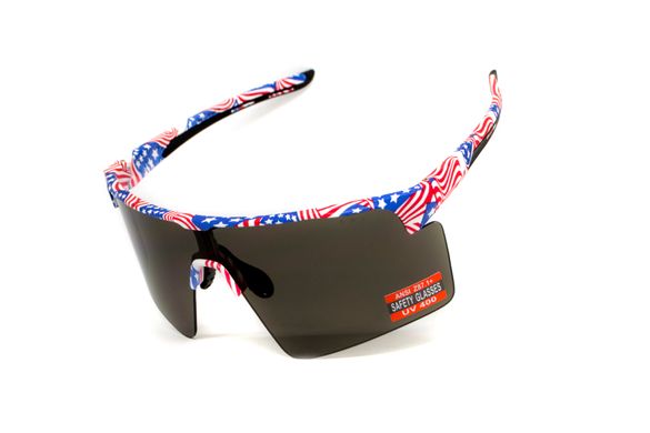 Очки защитные открытые Global Vision Onyx USA Flag (gray), сірі в оправі прапор США 3 купить оптом