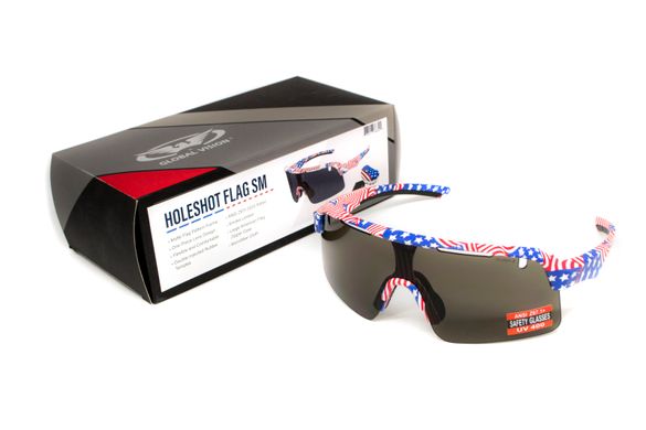 Очки защитные открытые Global Vision Holeshot USA Flag (gray), сірі в оправі прапор США 10 купить оптом