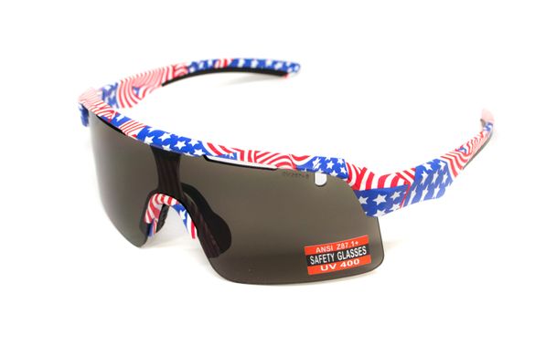 Очки защитные открытые Global Vision Holeshot USA Flag (gray), сірі в оправі прапор США 4 купить оптом