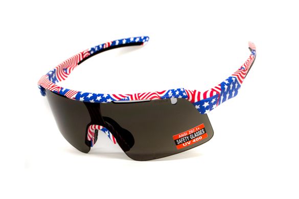 Очки защитные открытые Global Vision Holeshot USA Flag (gray), сірі в оправі прапор США 3 купить оптом