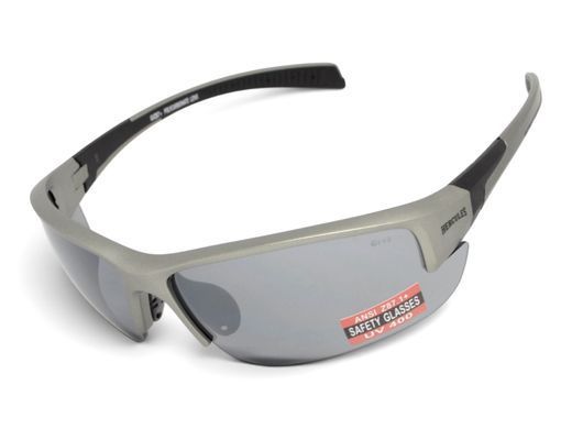 Окуляри захисні Global Vision Hercules-7 Metallic Gray (flash mirror), дзеркальні сірі лінзи в оправі кольору сірий металік 5 купити оптом