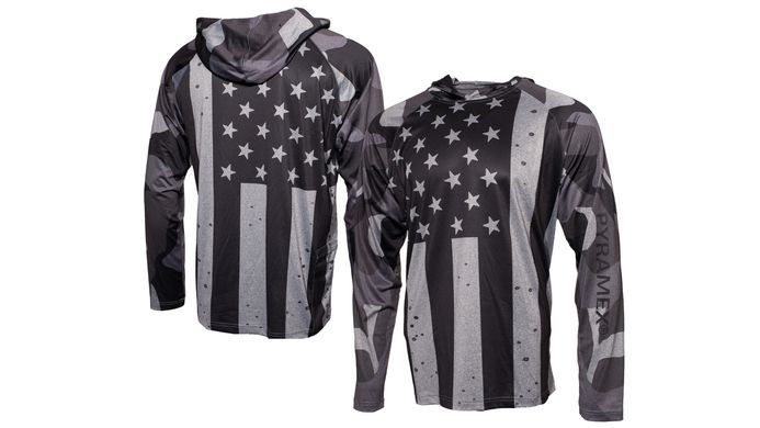 Long Sleeve Hoodie USA Flag, лонгслів худі сонцезахисний UPF50+ сірий прапор США, розмір XL