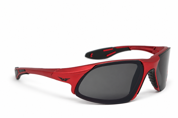 Окуляри захисні Global Vision Code-8 Metallic Red (gray), сірі лінзи в оправі кольору червоний металік 4 купити оптом
